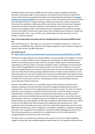 Managed detection and response (MDR) Market