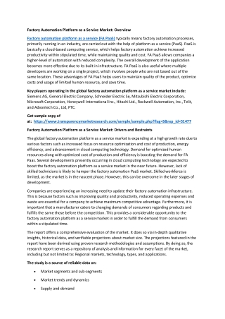 Factory Automation Platform as a Service Market