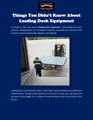 Where To Find The Best Loading Dock Equipment In Foothills | Overheadfoothills