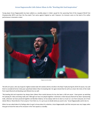 Arzan Nagwaswalla Calls Zaheer Khan As His “Bowling Idol And Inspiration”