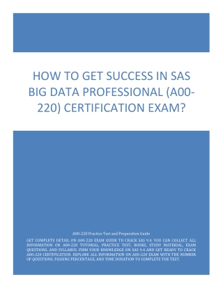 How to Get Success in SAS Big Data Professional (A00-220) Certification Exam?