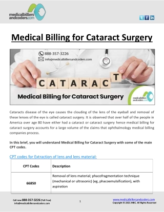 Medical Billing for Cataract Surgery