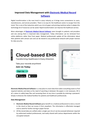 Improved Data Management with Electronic Medical Record Software