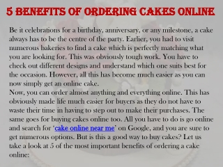 5 benefits of ordering cakes online