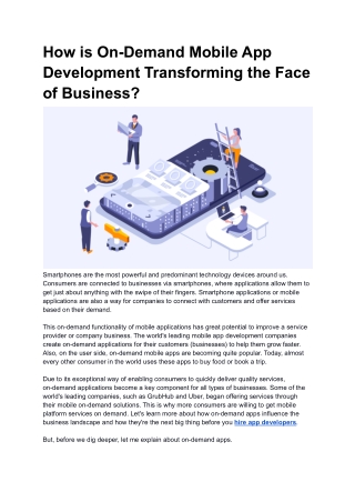 How is On-Demand Mobile App Development Transforming the Face of Business_