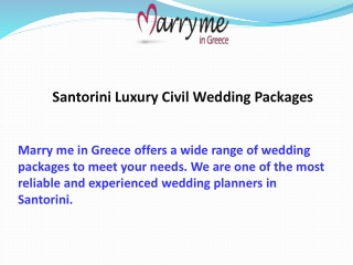 Santorini Luxury Civil Wedding Packages