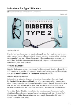 Indications for Type 2 Diabetes