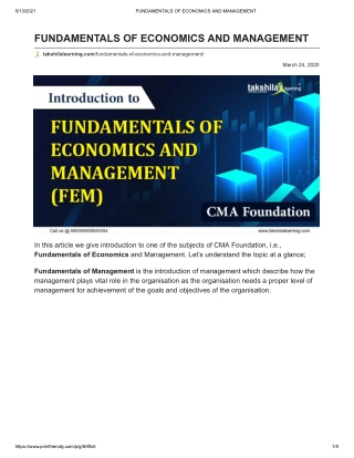 FUNDAMENTALS OF ECONOMICS AND MANAGEMENT pdf