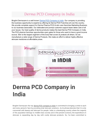 Derma PCD Company in India