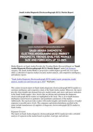 Saudi Arabia Diagnostic Electrocardiograph (ECG) Market Report