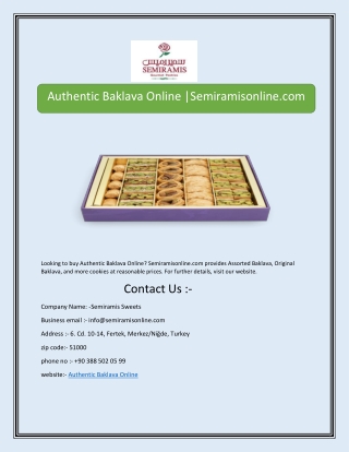 Authentic Baklava Online |Semiramisonline.com