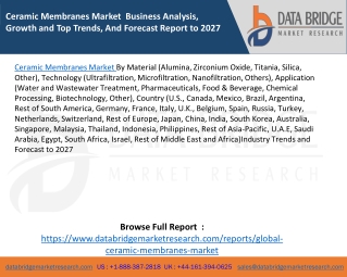 Ceramic Membranes Market  Business Analysis, Growth and Top Trends, And Forecast Report to 2027