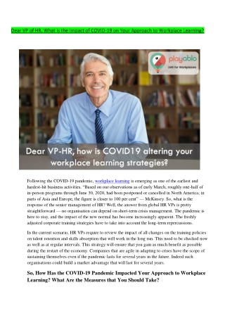 Dear VP of HR, What is the Impact of COVID-19 on Your Approach to Workplace Learning