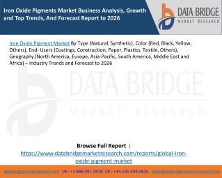 Iron Oxide Pigments Market Business Analysis, Growth and Top Trends, And Forecast Report to 2026