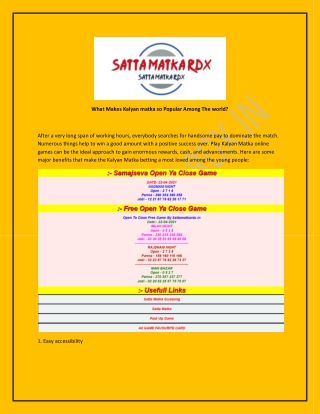Satta Matka Result best trusted website