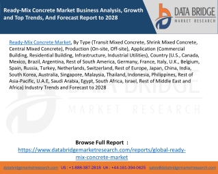 Ready-Mix Concrete Market Business Analysis, Growth and Top Trends, And Forecast Report to 2028