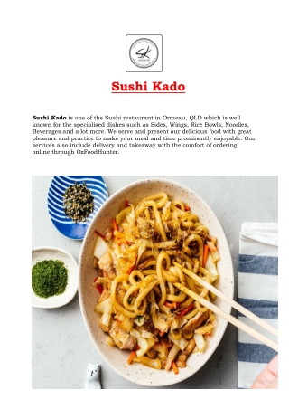 5% Off - Sushi Kado Restaurant Ormeau Delivery, QLD