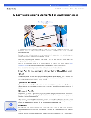 10 Easy Bookkeeping Elements For Small Businesses