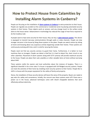 How to Protect House from Calamities by Installing Alarm Systems in Canberra?