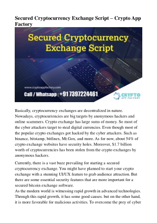 Secured Cryptocurrency Exchange Script - cryptoapp factory