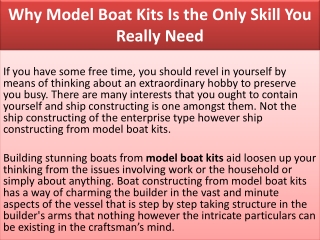 Why Model Boat Kits Is the Only Skill You Really Need