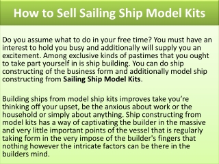 How to Sell Sailing Ship Model Kits