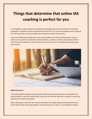 Things that determine that online IAS coaching is perfect for you