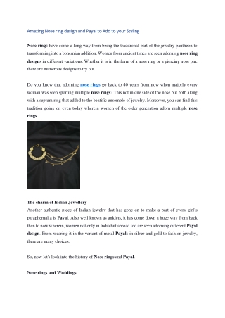 Amazing Nose ring design and Payal to Add to your Styling