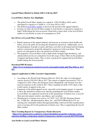 Lyocell Fibers Market to Attain US$ 2.2 Bn by 2027
