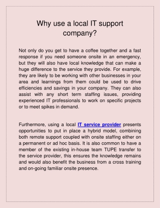 Why use a local IT support company