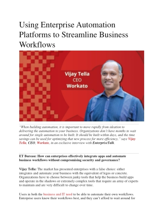 Using Enterprise Automation Platforms to Streamline Business Workflows