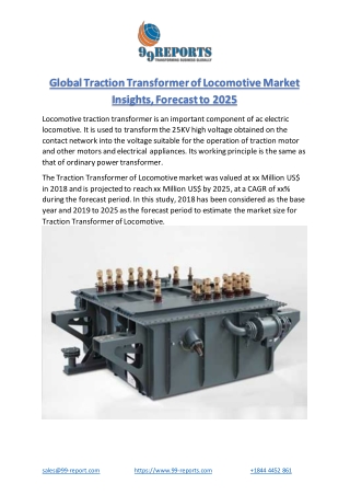 Global Traction Transformer of Locomotive Market Insights, Forecast to 2025