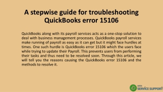 A stepwise guide for troubleshooting QuickBooks error 15106