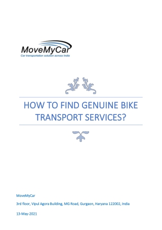 We Provide The Best Bike Transport Services in Noida
