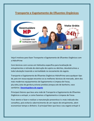 Desentupidora de esgoto - Desentupidorahp.com.br