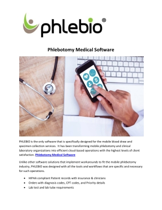 Phlebotomy Medical Software