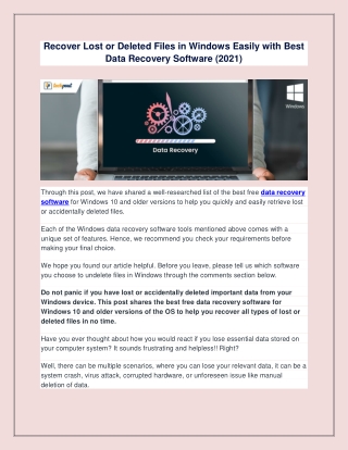 14 Best Free Data Recovery Software For Windows 10/8/7 In 2021