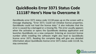 QuickBooks Error 3371 Status Code 11118? Here’s How to Overcome it