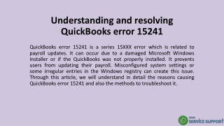 Understanding and resolving QuickBooks error 15241