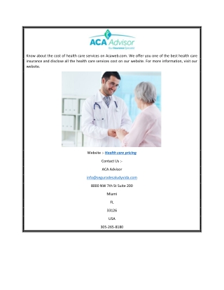 Health Care Pricing  Acaweb.com