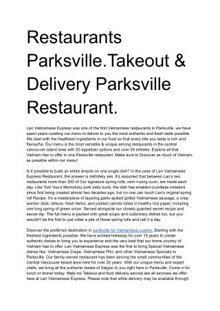 Takeout Delivery Restaurants Parksville