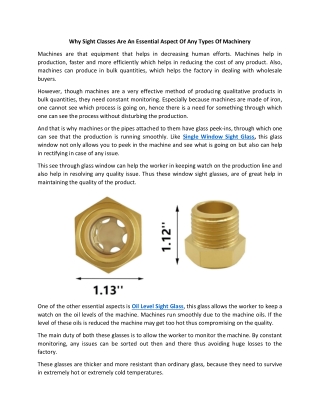 Why Sight Classes Are An Essential Aspect Of Any Types Of Machinery