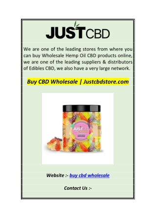 Buy CBD Wholesale  Justcbdstore.