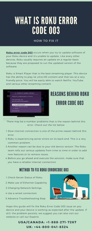 what is Roku Error code 003 and how to fix it?