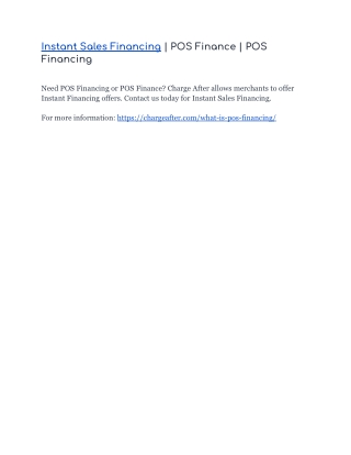 Instant Sales Financing | POS Finance | POS Financing