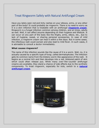 Treat Ringworm Safely with Natural Antifungal Cream