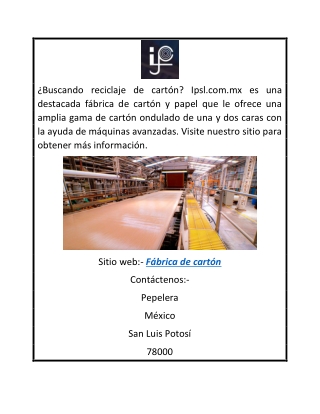 Fábrica de Cartón | Ipsl.com.mx