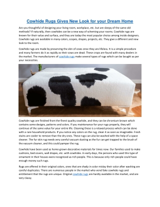 Cowhide Rugs Gives New Look for your Dream Home