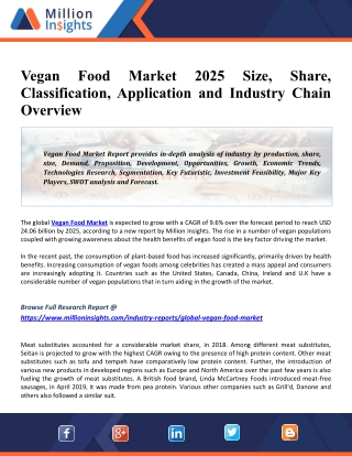 Vegan Food Market Share, Revenue, Drivers, Trends 2025