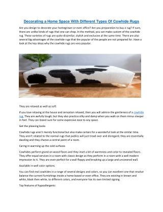 Decorating a Home Space With Different Types Of Cowhide Rugs